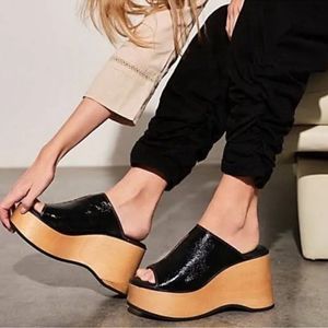 Free People Black and Tan Platform Sandals